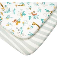 Tutti Bambini Pack of 2 Run Wild Bedside Crib Fitted Sheets-White/Blue