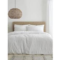 Cotton Bed Linen Catherine Lansfield Seersucker Set Duvet Cover White