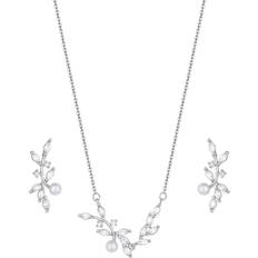 Jon Richard Vine Jewellery Set - Silver/Pearls/Transparent