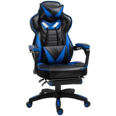 Vinsetto Gaming Chair Ergonomic Reclining Manual Footrest Wheels Stylish - Blue