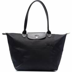 Longchamp Le Pliage Shoulder Leather Trim Tote Bag - Black