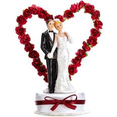 PartyDeco Wedding figurine Bride and Groom with Heart Cake Decoration
