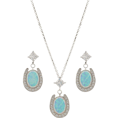 Montana Silversmiths River Lights Pond of Luck in the Evening Sky Jewelry Set - Silver/Transparent/Opal