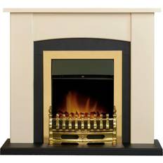 Adam Holden Fireplace in Cream & Black with Blenheim Electric Fire in Brass, 39 Inch