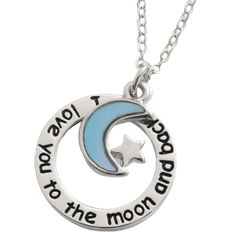 Girl I Love You To The Moon Necklace - Silver/Black/Blue