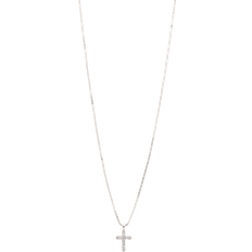 Pilgrim Clara Cross Necklace - Silver/Transparent