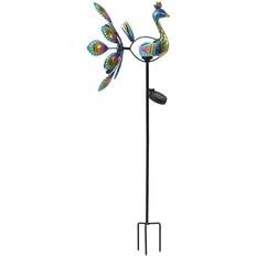 LuxenHome Metal Peacock Solar Wind Spinner