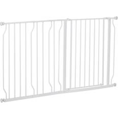 Travel Gate Pawhut Pressure Fit Pet Gate Extra Wide Stair Gate for Dogs White