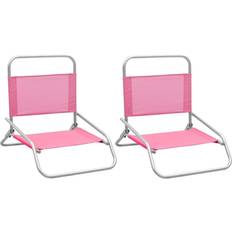 VidaXL Camping Chairs vidaXL Folding Beach Chairs 2 pcs Pink Fabric