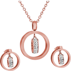 Transparent Jewellery Sets Swarovski Revolution Charm Pendant and Earrings - Rose Gold/Transparent