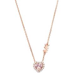 Pink Necklaces Michael Kors Heart-Cut Pendant Necklace - Rose Gold/Pink/Transparent