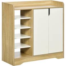 Natural Storage Cabinets Homcom Organizer with 4-tier Double Door Storage Cabinet