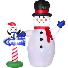 Homcom Inflatable Decorations Christmas Snowman Penguin North Pole Sign