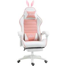 Pink Gaming Chairs Vinsetto Racing Gaming Chair with Footrest Removable Rabbit Ears, Pink