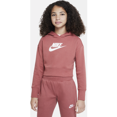 Orange Hoodies Children's Clothing Nike Sportswear Club Big Kids' (Girls' French Terry Cropped Hoodie in Red, DC7210-691 Red
