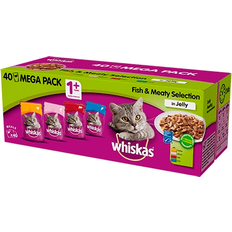 Whiskas Adult Wet Cat Food Fish & Meat in Jelly Mega Pack 40x100g
