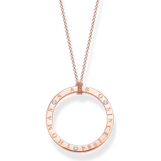 Thomas Sabo Sterling Silver Rose Gold Plated White Stones Circle Necklace KE1877-416-14