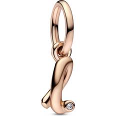 Pandora Pendants & Charms Letter 14k rose gold-plated dangle with clear Quarz Pendants & Charms for ladies