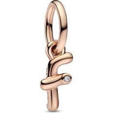 Pandora Pendants & Charms Letter 14k rose gold-plated dangle with clear Quarz Pendants & Charms for ladies