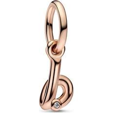 Pandora Pendants & Charms Letter 14k rose gold-plated dangle with clear cu Quarz Pendants & Charms for ladies