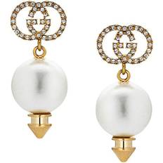 Gucci Crystal-embellished Gg Earrings Womens Pearl