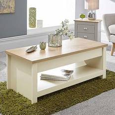 Shelves Coffee Tables GFW Lancaster Lift Up Cream Coffee Table 47x105cm