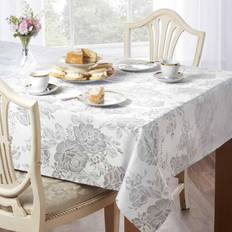 Grace Floral Jacquard Tablecloth Silver, Beige, Green