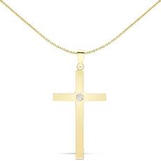 Jewelco London Minimalist Cross Pendant - Gold/Diamond