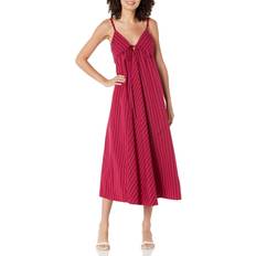 Midi Dresses - Red - Stripes Rebecca Taylor Women's Marseille Stripe Dress - Hibiscus Combo