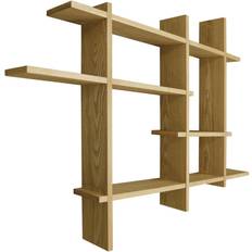 Natural Wall Shelves Freemans Techstyle Lattice Wood Floating Geometric Retro Wall Shelf