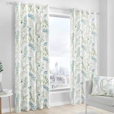 Blue Curtains & Accessories Fusion Leaf Print Eyelet