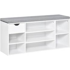 Polyester Benches Homcom Cabinet White/Grey Storage Bench 101x47.5cm