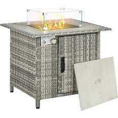 OutSunny Fire Pits & Fire Baskets OutSunny Outdoor PE Rattan Fire Pit
