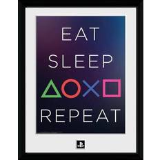 Posters Kid's Room GB Eye Playstation Eat Sleep Repeat Framed Photographic Collector Print