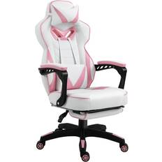 Vinsetto Gaming Chair Ergonomic Reclining Manual Footrest Wheels Pink
