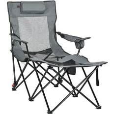 OutSunny Camping Chairs OutSunny Outdoor Lounge Chair with Adjustable Backrest Grey