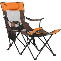 OutSunny Camping Chairs OutSunny Outdoor Lounge Chair with Adjustable Backrest Black