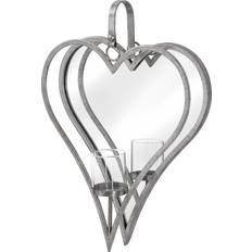 Candlesticks Hill Interiors Large Mirrored Heart Holder Metal/Glass Candlestick