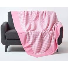 Yellow Blankets Homescapes Cotton Gingham Check Throw, 225 Blankets Pink, Blue, Yellow, Beige