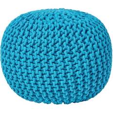 Turquoise Stools Homescapes Teal Blue Knitted Footstool Pouffe