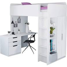 Kidsaw Loft Beds Kidsaw High Sleeper Loft Bed & Wardrobe Desk Bookcase Bundle 81.5x42.5"