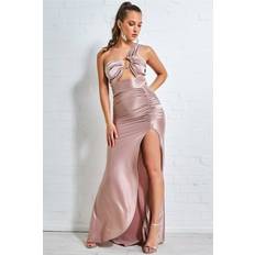 Goddiva Ruched One Shoulder Maxi With Ring Detail
