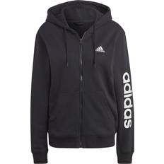 Adidas Women Jumpers adidas Essentials Linear Full-Zip French Terry Hoodie - Black