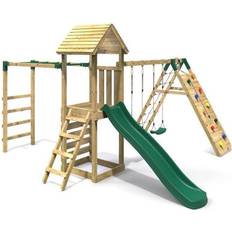 Rebo Dolomite Wooden Climbing Frame with Swings, Slide, Up & over Climbing wall and Monkey Bars