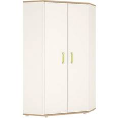 White Wardrobes Furniture To Go 4Kids Corner Wardrobe in Light Oak and white High Gloss lemon handles