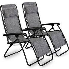 Garden Chairs Garden & Outdoor Furniture VonHaus Set 2 Premium Heavy Duty Textoline Zero Gravity
