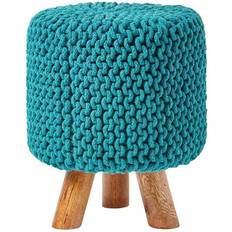 Pink Foot Stools Homescapes Teal Knitted Foot Stool