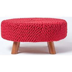 Pink Foot Stools Homescapes Large Round Knitted on Foot Stool