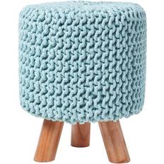 Pink Foot Stools Homescapes Pastel Blue Tall Knitted on Foot Stool