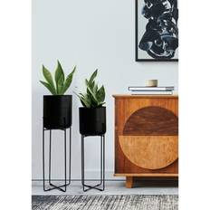 Pots on sale Vivid Set of 2 Black Planter with Stand